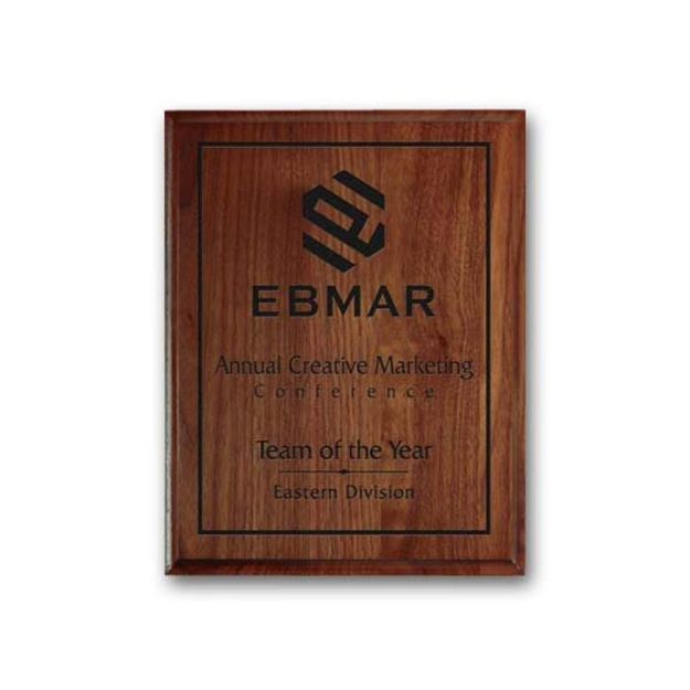 7x9 "Custom Laser Engraved Achievement Plaque with Walnut Cove Edge