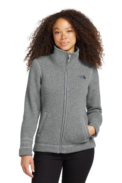 The North Face® Women's Sweater Fleece Jacket in Grey Heather Embroidered