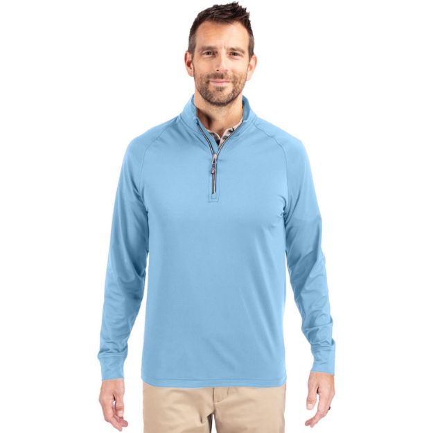 Cutter & Buck Adapt Recycled Soft Knit Stretch  Mens Quarter Zip Pullover Atlas