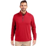 Cutter & Buck Adapt Recycled Soft Knit Stretch  Mens Quarter Zip Pullover Red