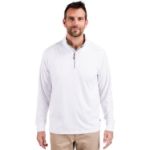 Cutter & Buck Adapt Recycled Soft Knit Stretch  Mens Quarter Zip Pullover White