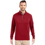 Cutter & Buck Adapt Recycled Soft Knit Stretch  Mens Quarter Zip Pullover Cardinal Red