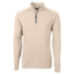 Cutter & Buck Adapt Recycled Soft Knit Stretch  Mens Quarter Zip Pullover Wheat