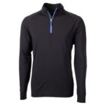 Cutter & Buck Adapt Recycled Soft Knit Stretch  Mens Quarter Zip Pullover Black-Tour Blue