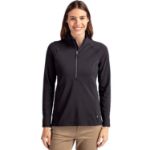 Cutter & Buck Adapt Recycled Soft Knit Stretch Womens Half Zip Pullover Black