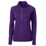 Cutter & Buck Adapt Recycled Soft Knit Stretch Womens Half Zip Pullover College Purple
