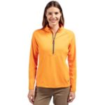 Cutter & Buck Adapt Recycled Soft Knit Stretch Womens Half Zip Pullover Orange Burst