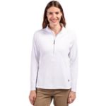 Cutter & Buck Adapt Recycled Soft Knit Stretch Womens Half Zip Pullover White