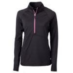 Cutter & Buck Adapt Recycled Soft Knit Stretch Womens Half Zip Pullover Black-Gelato