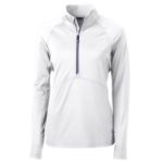 Cutter & Buck Adapt Recycled Soft Knit Stretch Womens Half Zip Pullover White-Navy Blue