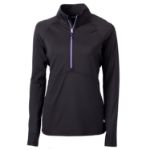Cutter & Buck Adapt Recycled Soft Knit Stretch Womens Half Zip Pullover Black-College Purple