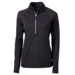Cutter & Buck Adapt Recycled Soft Knit Stretch Womens Half Zip Pullover Black-Hunter