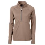 Cutter & Buck Adapt Recycled Soft Knit Stretch Womens Half Zip Pullover Mushroom
