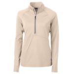 Cutter & Buck Adapt Recycled Soft Knit Stretch Womens Half Zip Pullover Wheat
