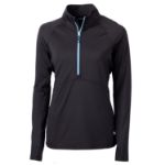 Cutter & Buck Adapt Recycled Soft Knit Stretch Womens Half Zip Pullover Black-Atlas