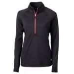Cutter & Buck Adapt Recycled Soft Knit Stretch Womens Half Zip Pullover Black-Red